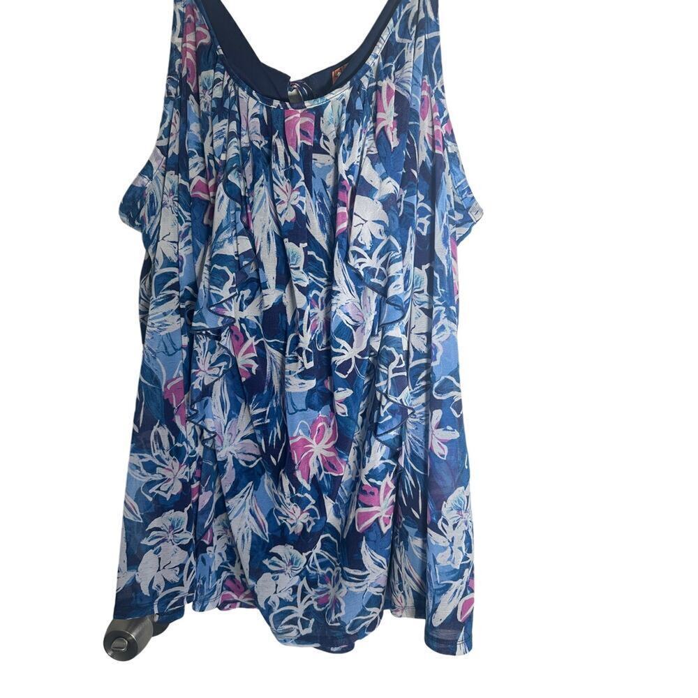 Lane Bryant Blue Floral Layered Chiffon Tank - Size 26/28 - Picture 5 of 10